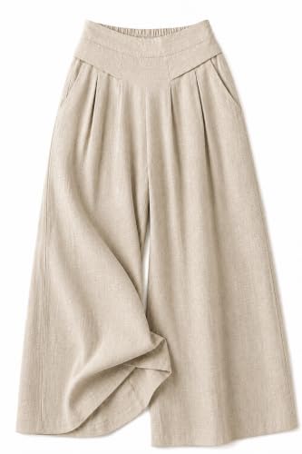Image of Jawdrobe Women's Pure Cotton Flare Palazzo Pant | Wide Leg Trouser | Casual Office Wear | Relaxed Fit- Semi-Elastic High Waist