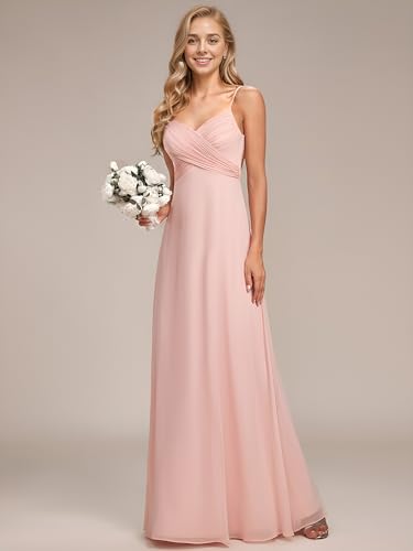Image of Ever-Pretty Women's Summer Backless Spaghetti Strap Chiffon Bridesmaid Dresses Empire Waist Formal Wedding Guest Dress