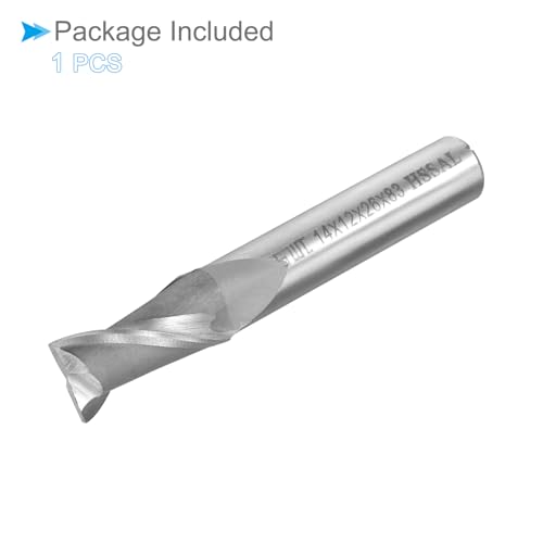 CoCud Vierkantfräser, 14mm x 26mm Schneiden 12mm Schaft, HSS-AL 2 Flöten CNC-Fräser Fräswerkzeug - (Anwendungen: für Aluminiumlegierung Kupfer Kunststoff)