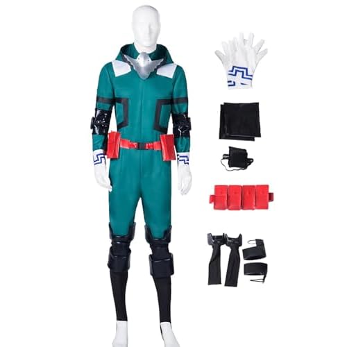 Hallojojo Midoriya Izuku Cosplay Costume con Peluca Disfraz de Anime My Hero Academia Deku Uniforme de Combate Navidad Halloween Carnaval Fiesta Etapa Rendimiento Disfraces Adulto