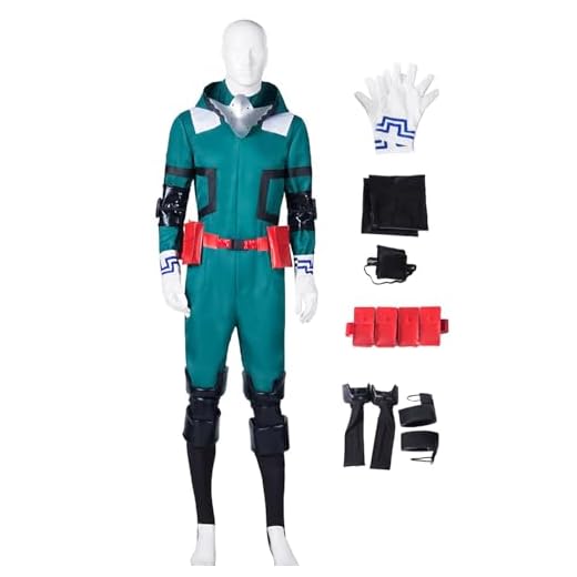 Hallojojo Midoriya Izuku Cosplay Costume con Peluca Disfraz de Anime My Hero Academia Deku Uniforme de Combate Navidad Halloween Carnaval Fiesta Etapa Rendimiento Disfraces Adulto