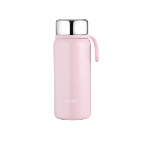 Image of Cello Glitz Thermosteel Flask, 300ml, Peach | 24 Hours Hot and Cold Stainless Steel Bottle | Flask for Tea Coffee | Ideal for Office, Gym, Home, Kitchen, Hiking, Travel Bottle