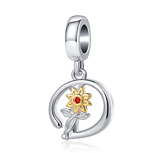 Colgante de girasol inicial contra charms aburridos y genéricos