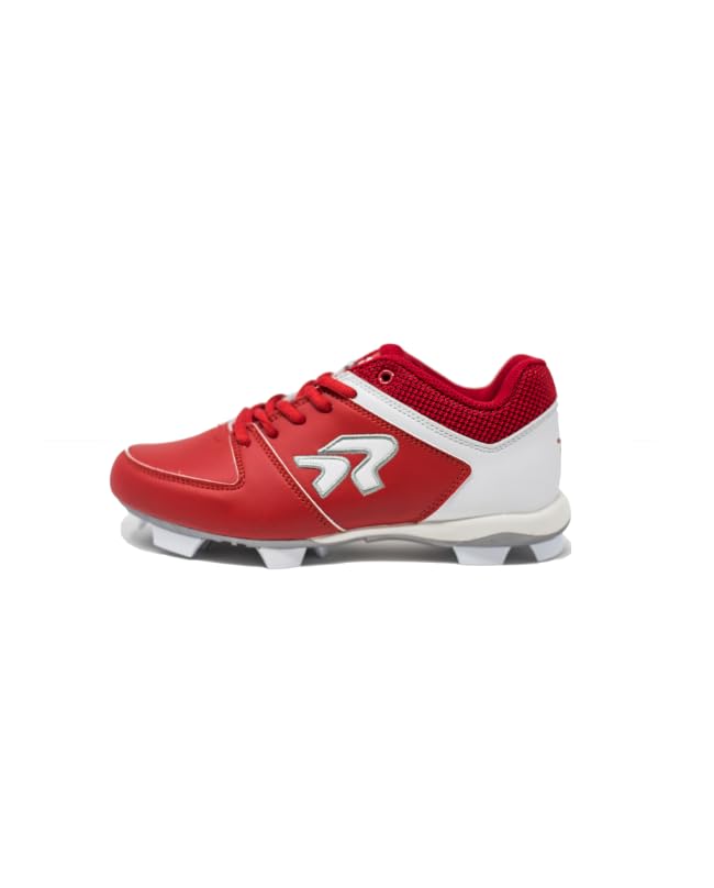Ringor Flite Softball Cleats for Women - Lightweight and Durable Womens Molded Softball Shoes - Red & White - Size 7