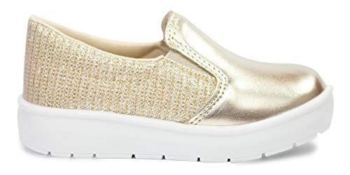 Kit com Dois Tênis Slip On Liso (26) Infantil - Dourado e Rosa - 24