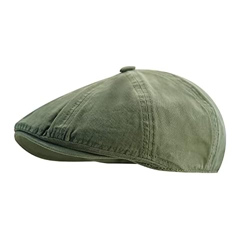 Croogo Ivy Cabbie Cap Hooligan Driver Snap Hat Peaky Newsboy Hunting Beret Flat Cap Sun Protection Herringbone Caps for Men, Bl62-green, One size Cover