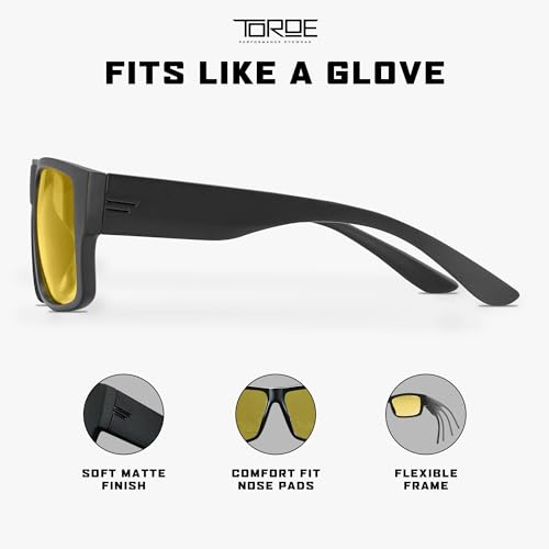 Image of TOROE Z87+ Polarized Safety Sunglasses Matte Black TR90 Frame, ANSI Rated Lens