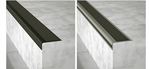 Image of Stair Tread Edge Protectors Adhesive Stair Strip Wide Side Design Non-Slip, Sunscreen, Waterproof, Antifreeze, Wear-Resistant L Shap - (Black)