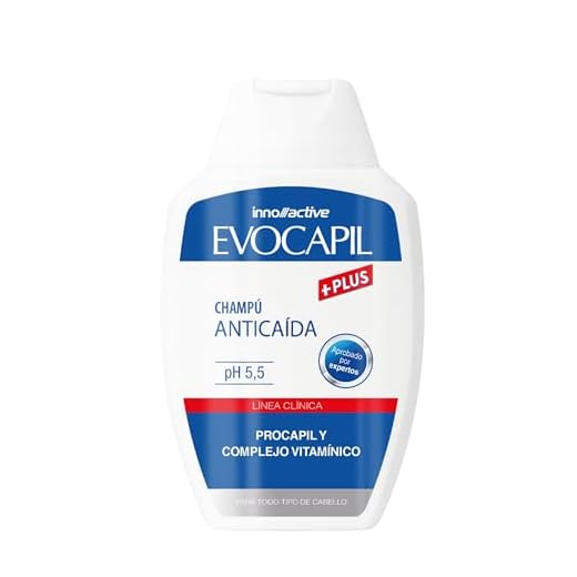 Evocapil Plus Champú anticaída con Procapil, keratina y aceites esenciales de romero y menta 300 ml - PH 5.5 neutro. Ayuda a reducir la caída del cabello y a aumentar la densidad capilar.