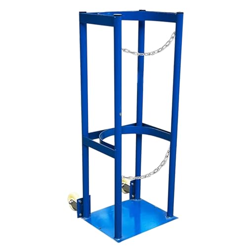 WDJBPSH Freestanding Heavy-Duty Gas Cylinder Cart with Handle, 1 Bottle Cylinders Organizer Holder for Storage Oxygen Tank/Propane Tank/ Co2 Cylinder/Nitrogen Tank, Blue(Inner Width 29 cm/11.4 in)