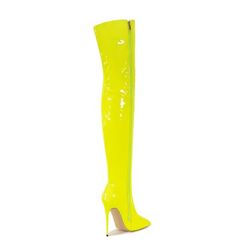 Image of Thigh high boots for women striped Back zipper Burgundy Zebra Print Over the knee Sexy gold white pointed toe Cow Print leopard Magenta stiletto heel
