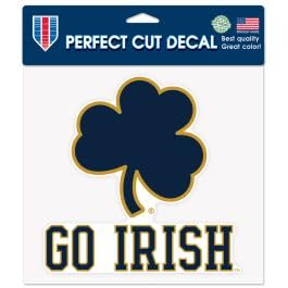 Autocollant Notre Dame Fighting Irish Shamrock sans bulles 20 cm