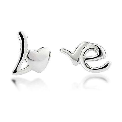 Celebrity Jewellery 2015 Ladies Heart Love Letter Cute Real S925 Sterling Silver Stud Earrings Women Cover