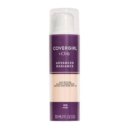 COVERGIRL Advanced Radiance Age Defying Foundation, Liquid Foundation, 1.0 Fl Oz, Anti-Aging, Age-Defying Formula, Buildable Coverage