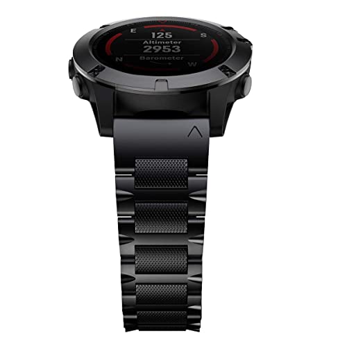 HQEUZ 26 mm Titanium Bracelet Compatible with Garmin Fenix 6X/5X Adjustable Metal Quick Fit Strap for 6X Pro/Fenix Sapphire/Fenix 5X Plus/Fenix 3/Fenix 3HR