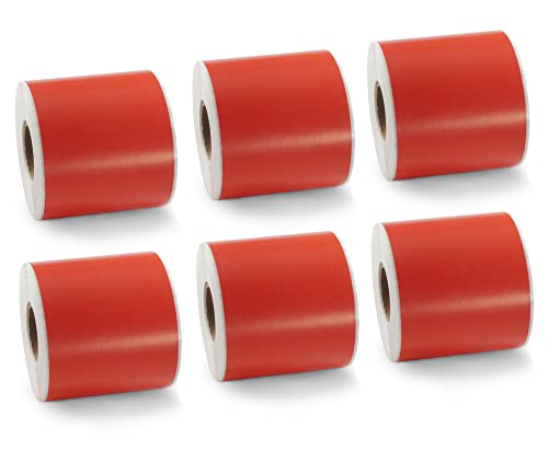 BETCKEY, 6 Rolls Red Lever Arch File Labels Compatible with DYMO 99019(S0722480), 59mm x 190mm