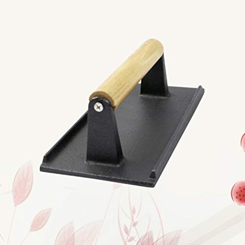 Generic Cast Iron Grill Press Steak Weight Bacon Press With Wood Handle Rectangular Barbecue Bbq Sausage Panini Meat Griddle Press Spatula For Cooking Tool #TOP5