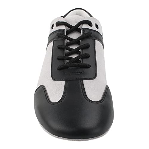 Very Fine Mens Vincenzo Comfortable Suede Dance Sneakers Ballroom Latin Salsa Rhythm Tango, Wintage White & Black M 11.5 #TOP1
