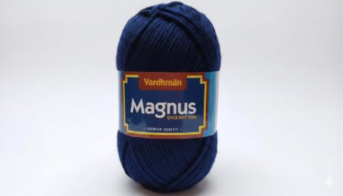 Image of Vardhman Magnus Knitting Yarn 100% Acrylic Bulky 4Ply Yarn (Pack of 1 Ball - 100g) - Knitting & Crochet Yarn for Winter Sweaters, Scarves, Blankets | Hypoallergenic, Hand Wash - Midnight Navy