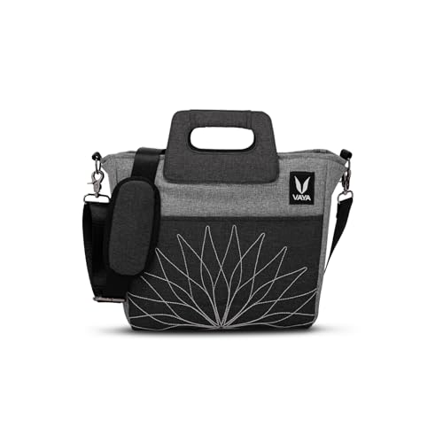 Image of VAYA Insulated Lunch Bag, Waterproof and with Cutlery Pouch, Multipurpose & Easy-to-Carry Lightweight Tote with Zip and Handle, Sling Bag with Adjustable Detachable Nylon Strap, Pepper-Grey