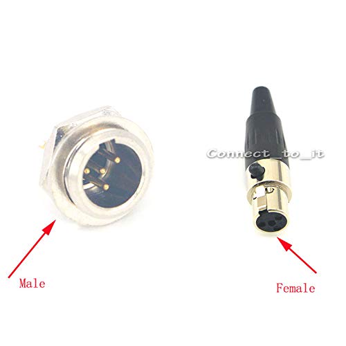 100 Pieces Mini XLR 4 Pin Microphone Connectors - Black Female & Male Connectors for Video Lighting