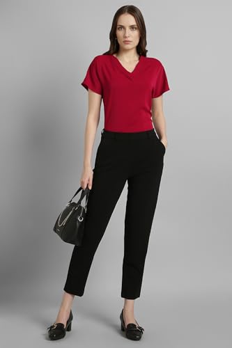 Image of Van Heusen Women's Polyester Regular Fit Half Sleeve V Neck Formal Top