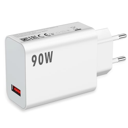 Cargador 90W para Xiaomi Poco X7 Pro F7 Pro F6 5G Hypercharge Adaptador de Cargador Móvil Carga Turbo Rapida Carga Enchufe para Xiaomi 15 Ultra 14 13 Ultra Redmi K80 Redmi Turbo 4 3, Solo Adaptador