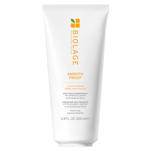 Biolage Smooth Proof Leave-In Cream - Frizz Control & Manageability Anti-Frizz Leave-In Infused with micro-dosed with Camellia Oil & Glycerin Vegan & Paraben-Free 6.8 Fl Oz