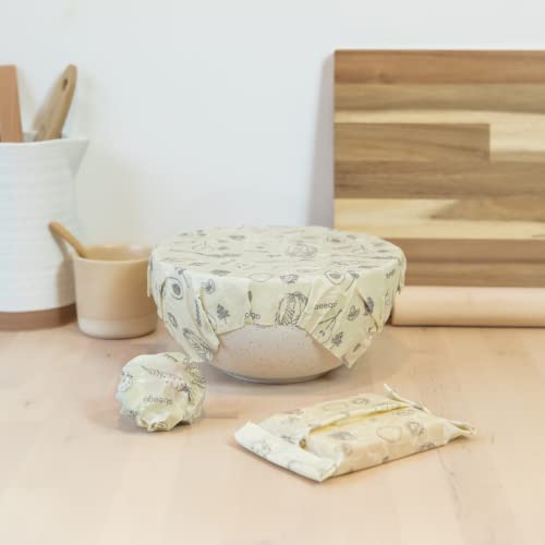 Abeego, The Original Beeswax Food Storage Wrap - Set Of Three, 7" 10" And 13" Natural Square Sheets #TOP2