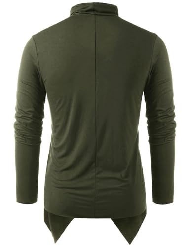 Kinkia Mens Shawl Cardigan Casual Ruffle Knit Long Sleeve Open Front Lightweight Drape Cape Sweater4