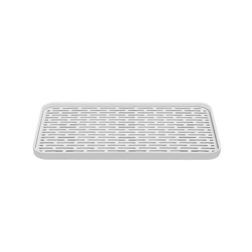 Reginsnow Plastics Drain Tray, Cup & Dish Drying Rack, Drain Board 2 Tier Non Slip Serving Tray with Drainboard Perfect for Sink, Coffee Table, Outdoor (12.2 x 7 x 0.98 in)