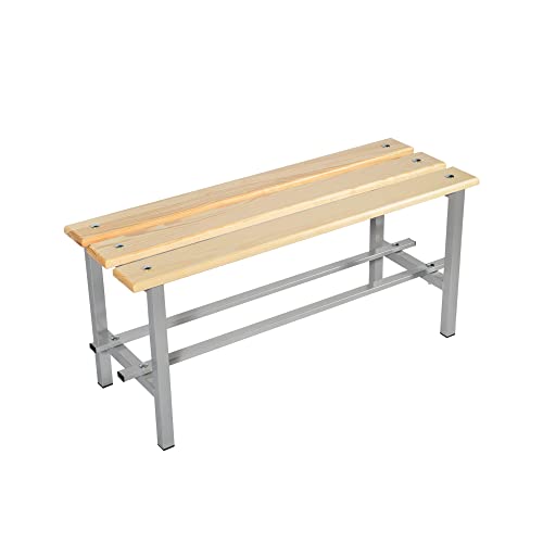 Panca Spogliatoio Classica - Seduta e Poggiascarpe in faggio ed acciaio 100% Made in Italy (100 cm)