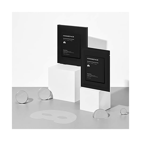 HommeFace Revitalizing Hydrogel Facial Mask Set for Men (5ct) - Hydrating, Anti-aging & Soothing Face Sheet Mask with Hyaluronic Acid, Vitamin B, C, E & Peptides, Beard-Friendly