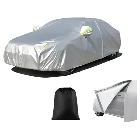 Heavy Duty All Weather Car Cover Universal Fit for Sedan Length 194-208 inch,6 Layers Outdoor Waterproof Full Exterior Cover with Door Zipper&Cotton&Windproof for Sun UV Snow Rain Dust Hail Protection Cover