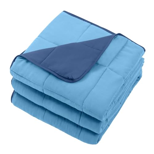 Image of Weighted Blanket for Adults 20lbs, 48 inchx72 inchl Twin Full Size Cooling Heavy Throw Blanket for 180-220lbs, Microfiber Soft Big Blankets Weighted Comforter, Blue
