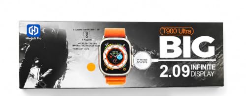Image of T900 Ultra Smart Watch with Orange Strap, Bluetooth Connectivity, Fitness Tracking, HD Display (Orange)