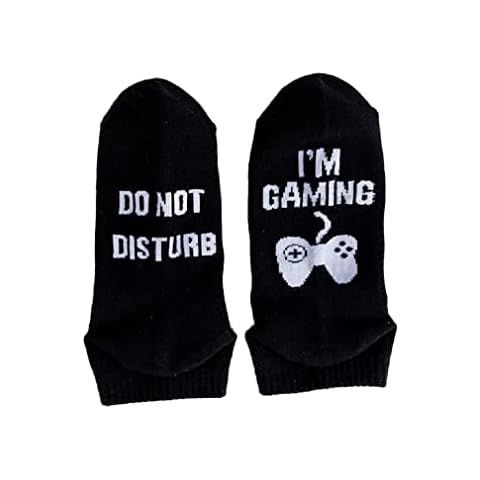 ASWER Men's Athletic Running Ankle Socks Cotton Funny Crew Socks Do Not Disturb Black Cover