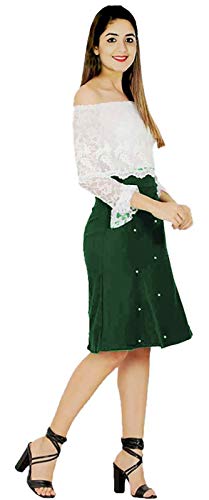 SKY FLY Girls Off Shoulder Fit & Flare Dress Green 12-13 years 1