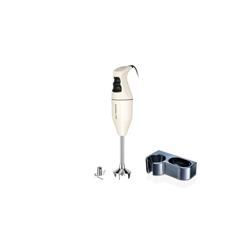 ESGE-Zauberstab M100 Exklusiv Stabmixer Set mit AC-Motor 2 Stufen 10.000 U/min Multimesser & Wandhalter Made in Switzerland (Creme)