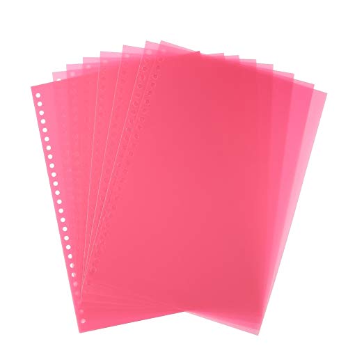 50pcs A5/B5/A4 Clear Document Folder Project Pockets Plastic Binding Film Cover Puncher Document Folders for Office School(Red 26 Holes B5)