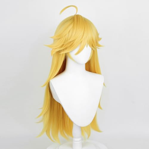 Image of Half and Half Panty Cosplay Wig Long Blonde Anime Wig with Bangs Golden Spiky Layered Peach Costume Wigs Synthetic Hair for Women Halloween Party