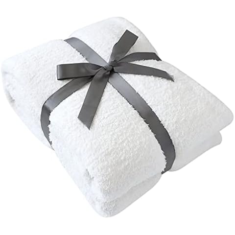 OTOSTAR Knit Throw Blanket Super Soft Warm Knitted Blanket for Couch Lightweight Fluffy Throws Bed Microfiber Cozy Plush Luxury Reversible Blanket for Couch Sofa Travel 60x80 Inches (Cream White) Cover