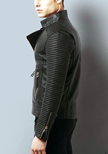 Image of SKADO Genuine Leather Jacket Men Real Leather Jacket Biker Soft Lambskin SlimFit
