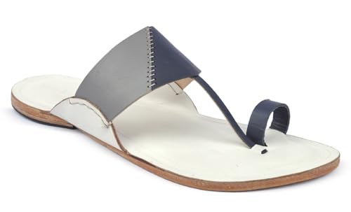 Image of KORAKARI Mens Kolhapuri Chappal, Handcrafted Sandal, Smooth and Comfortable Flip Flops Slipper Anti Slip Design Genuine Leather Traditional Footwear.