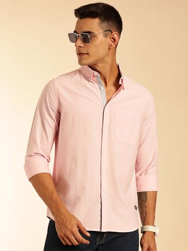 Image of Thomas Scott Men's Premium Slim Fit 100% Cotton Casual Shirt | Button-Down Collar | Full Sleeves | Solid Shirt for Men