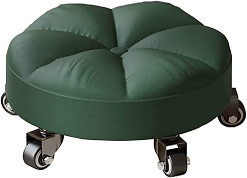 Taburete giratorio bajo con ruedas de 5 pulgadas de altura, asiento silencioso con capacidad para 330 libras, taburete pequeño para uso en casa, oficina, fitness y taller
