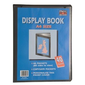 DISPLAY BOOK FOLDER SIZE A4 - RIGID COVER , PERSONALISE FRONT COVER, 40 POCKETS - 80 SIDE TO VIEW PACK OF 2