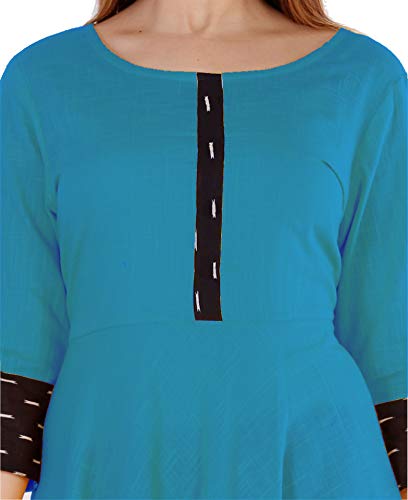 Image of Cotton Plain Black Parinted Lace Border Anarkali Dress Kurtis for Women - Not a Set with Dupatta or Pant