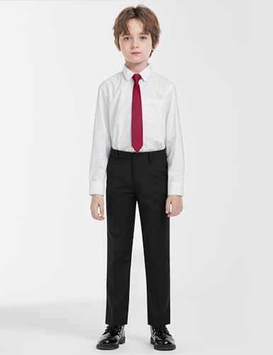 Image of Boys Husky Suit Vest 4 Pieces Kids Black Formal Vest and Pants Set for Wedding Ring Bearer, Easter, First Communion, Confirmation, Graduation (Size 12 Husky)
