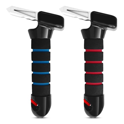 Fustarri Car Door Handle for Elderly, 3 in 1 Car Handle Assist for Elderly, 2 Pack Portable Vehicle Support Handle Grab Handles to Help Get Out of Car for Seniors & Handicapped (Blue & Red)